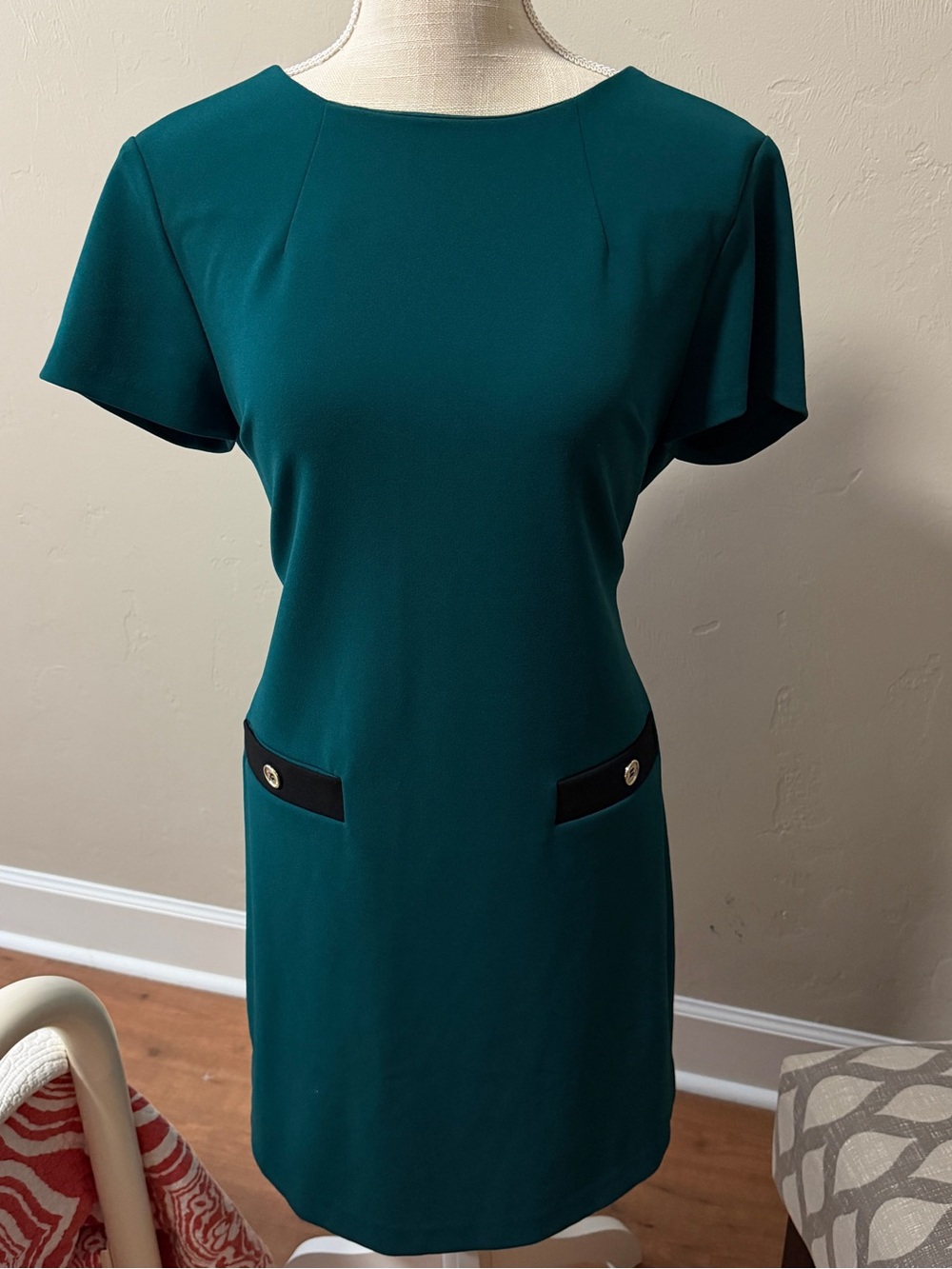 Gorgeous Tommy Hilfiger Teal Short-Sleeve Knee-Length Sheath Dress Size 10